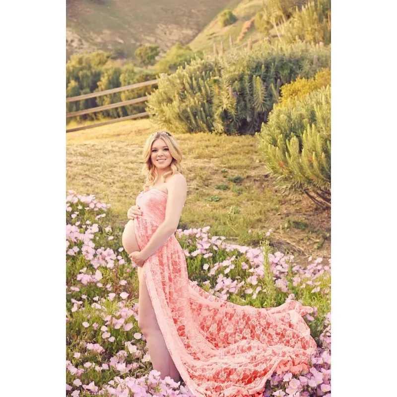Sleeveless Lace Pregnant One Line Neck Tailed Bra Photography Maternity Dress for Photoshoot Pregnancy Women X250224