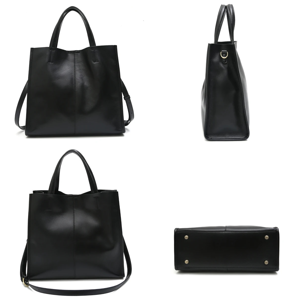 Womens Classic Genuine Leather Tote Simple Vintage Tophandle Bag Large Capacity Cross body Shoulder Handbag Business Versatile 250311