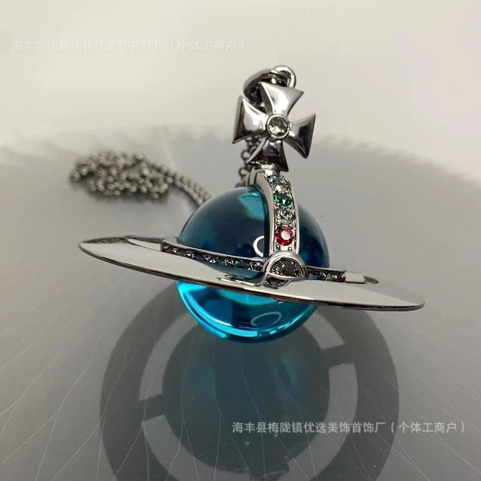 Vivienmes Viviannes Vivienenne Vivvienne Queen Dowagers 3D Saturn multicolor glass ball necklace high version 30mm giant ball flying orb sweat westwoods