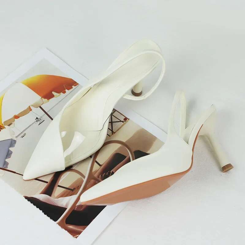 Stiletto Classic Pointed Mules Shoes for White Trendy Transparent PVC Designer Summer High Heels Office Lady Sandals