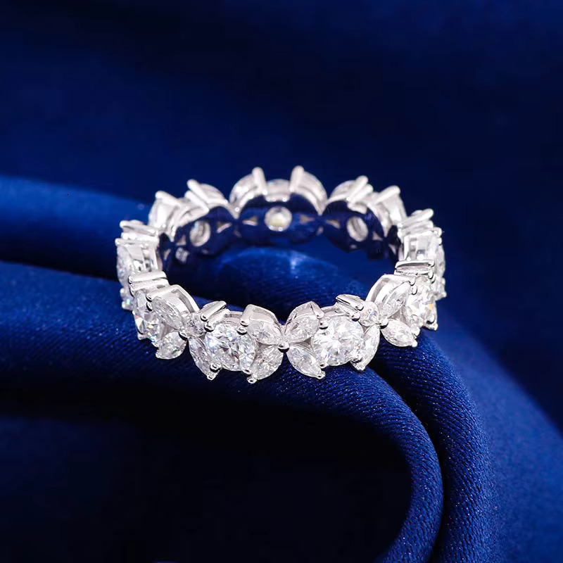 Top Sales Fine Jewelry 14K Gold Wedding Ring Marquise Cut Custom VVS Moissanite Unique Design Rings for Women for Gift