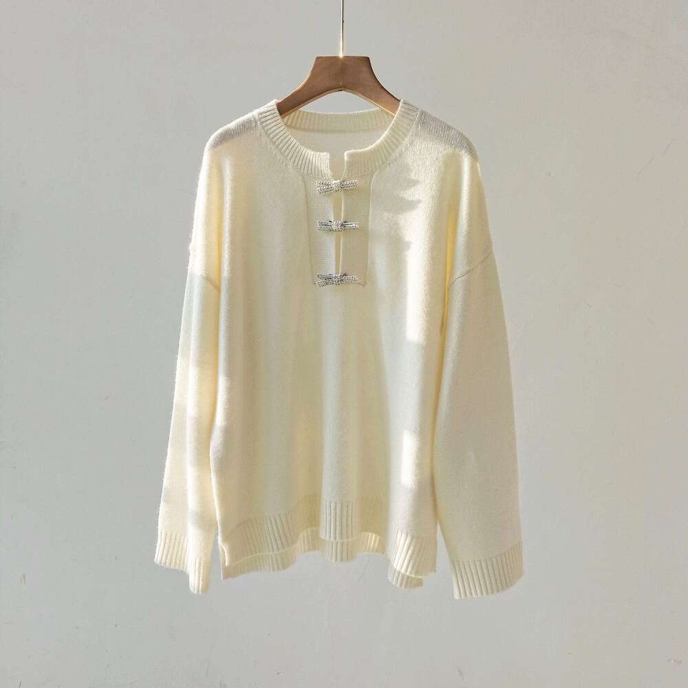Baorong Winter Cashmere High End Bow Glitter V Home Sweater Women's Fashion Round Neck Hoodie Top