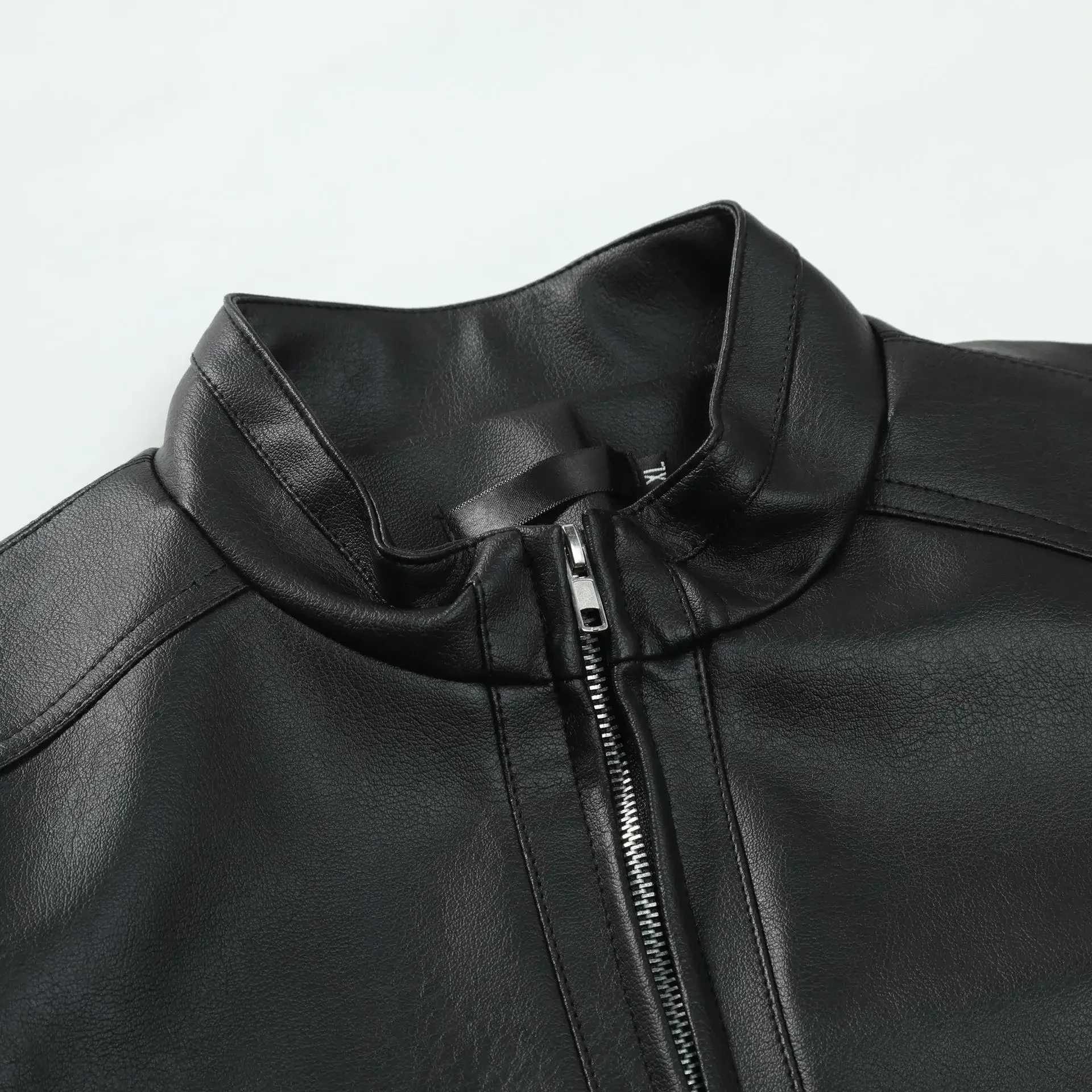 2023 Autumn Mens Fashion Leather Jacket Slim Fit Stand Collar Pu Jacket Male Anti-Wind Motorcycle Zipper Jackets Men OuterwearT250311