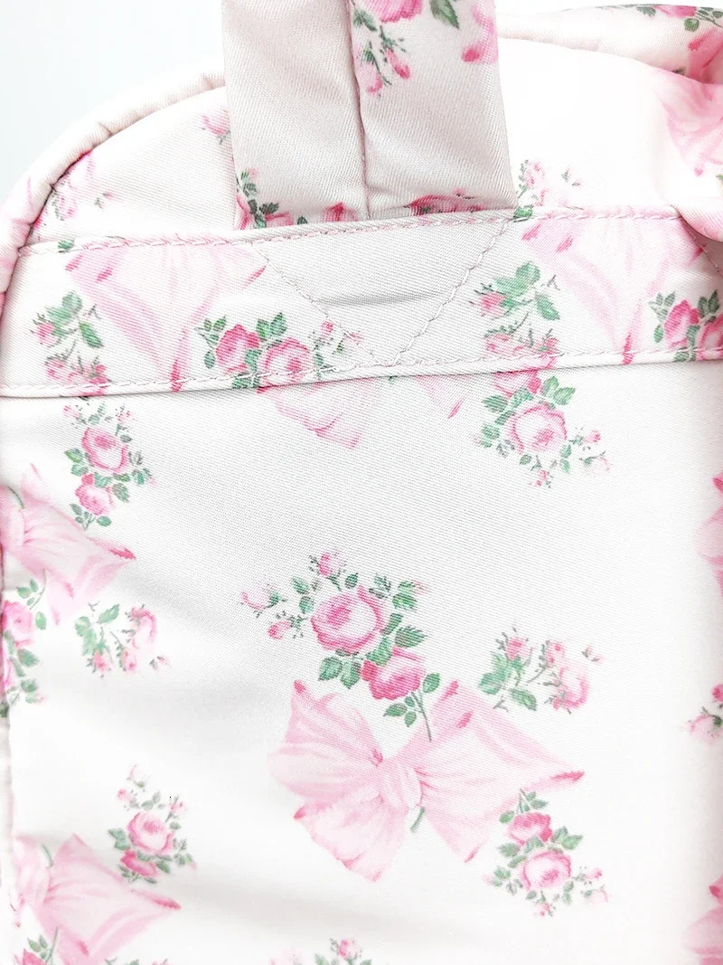 Pink Blue Printed Bow Cosmetic Bag Toiletry Pouch Waterproof Storage Nylon Outdoor Makeup Travel Backpack Luggage Organizer 250311