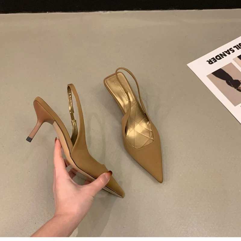 New Ladies Shoes 2024 Quality Slip On Wens Hot Pumps Autumn Pointed Toe Solid Fashion Shallow Mouth High H Z250311