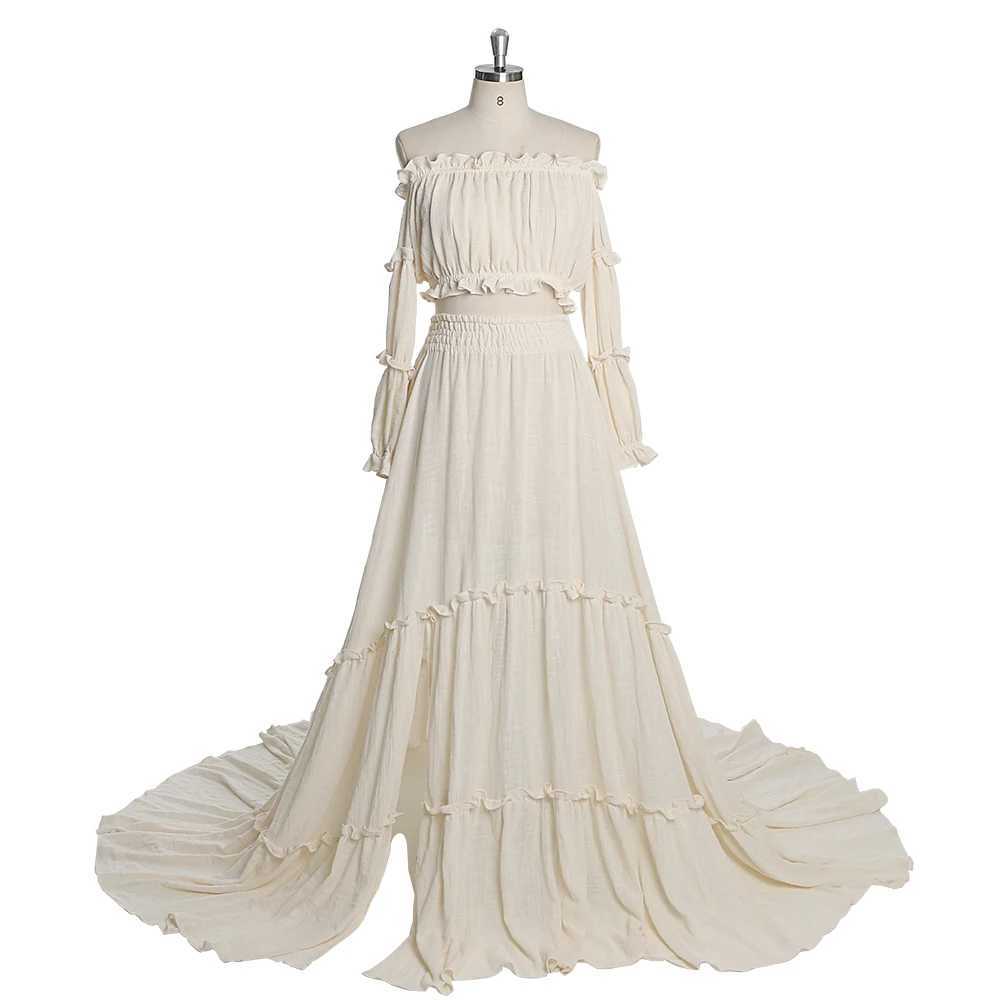 Elegant Off The Shoulder Maternity Dresses for Photo Shoot Long Elastic Waist Boho Maxi Dress Photography Dress YEWEN YW220912 X250224