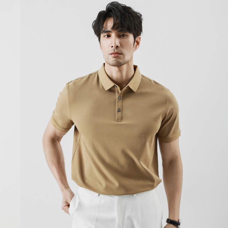 tracksuit Cool Short sleeved POLO Shirt for Business Light Luxury Summer Ice Silk Solid Color Men's T-shirt 5A Antibacterial