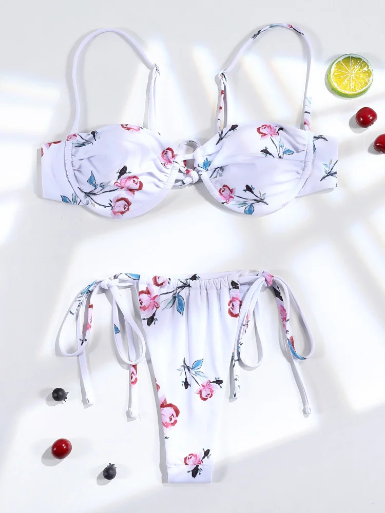 3 Pieces Bikini Set Sexy Push Up Bathing Suit Bandage Low Waist Swimwear String Sets Women Summer swimsuit 250310