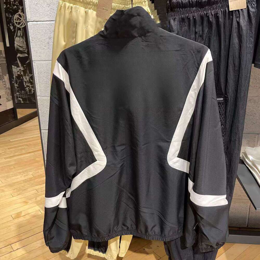 European and American trendy brand splicing color blocked half chest zipper windbreaker embroidery 1.1