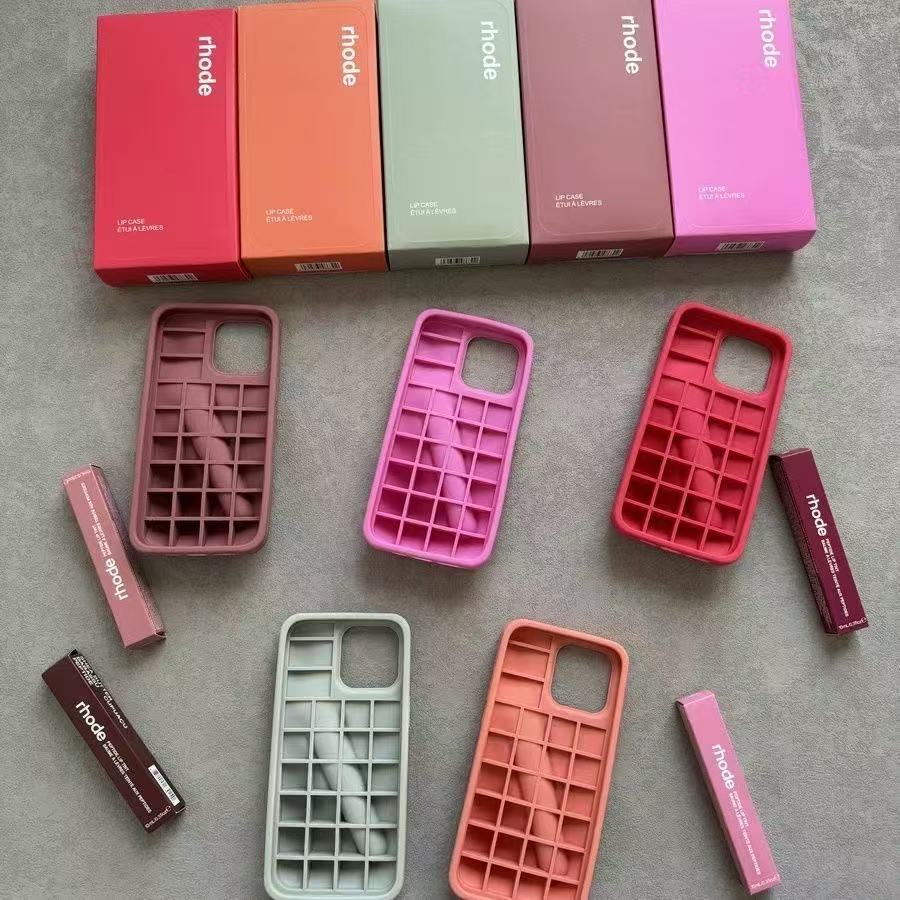 rhode phone case Lipstick Portable Case Design Lip Gloss Lipstick Lip Balm 3D Make-Up Silicone Phone Case for iPhone 16 15 14 13 12 Pro Max Holder Cov
