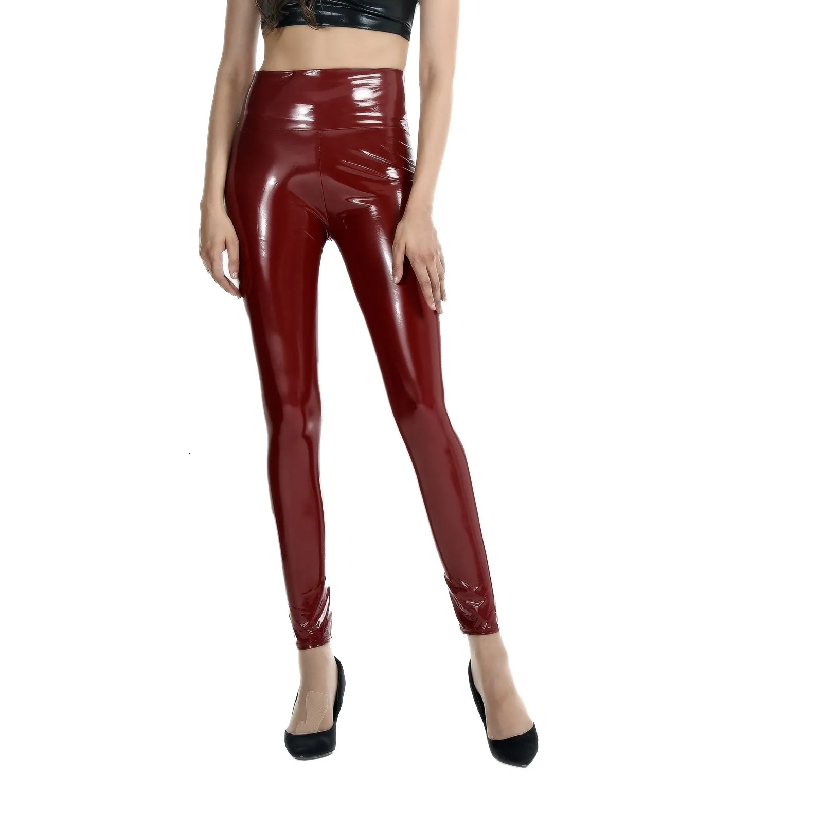 Sexy High Waisted Trousers For Women Bright Leather Pants Mirror High Elastic Leggings Tight Long Pencil Trousers Ladies Fashion 250305