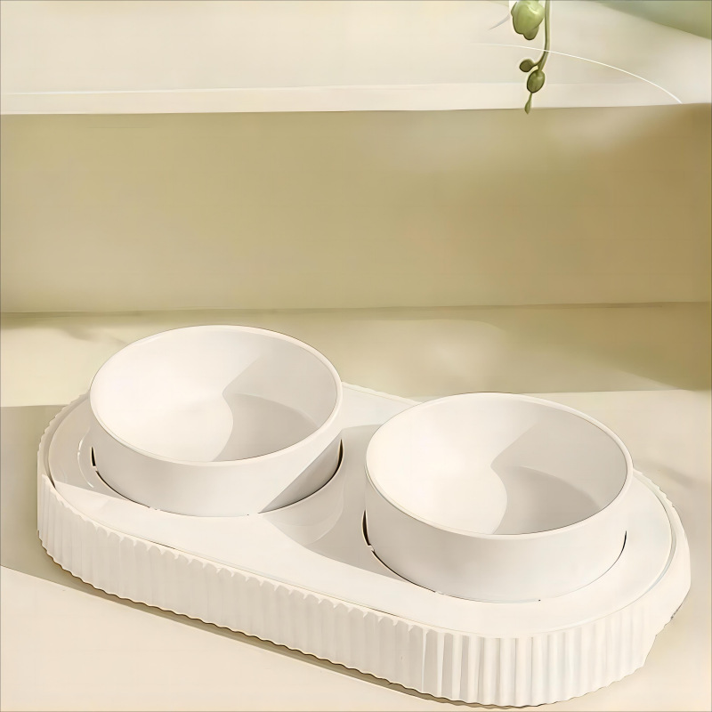 Thermostatic Heated Cat & Dog Feeding Set - Dual-Ceramic Design with Built-In Water Dish for Pets