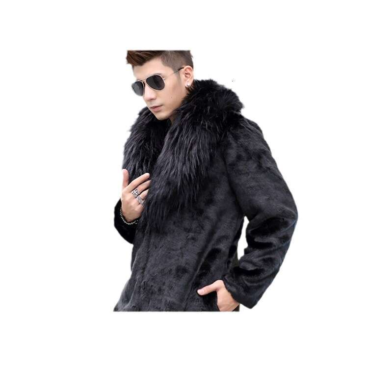 Men's Mid To Long Style Big Collar Coat, Autumn Winter New Style, Imitation Mink Fur, Thick And Warm, Fashionable Fur Coat