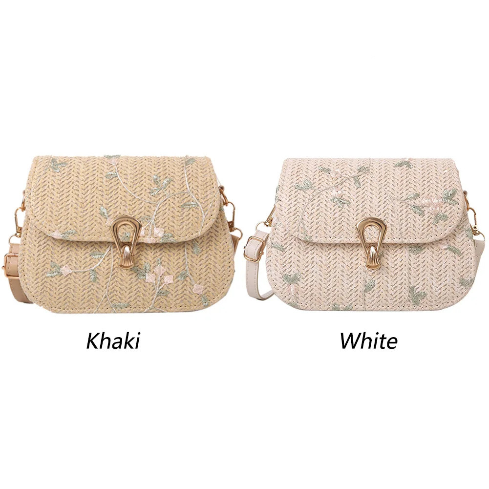 Women Crochet Hobo Bag Adjustable Strap Weaving Flower Purse Hasp Closure Straw Satchel Bag Female Summer Beach Bag R250311