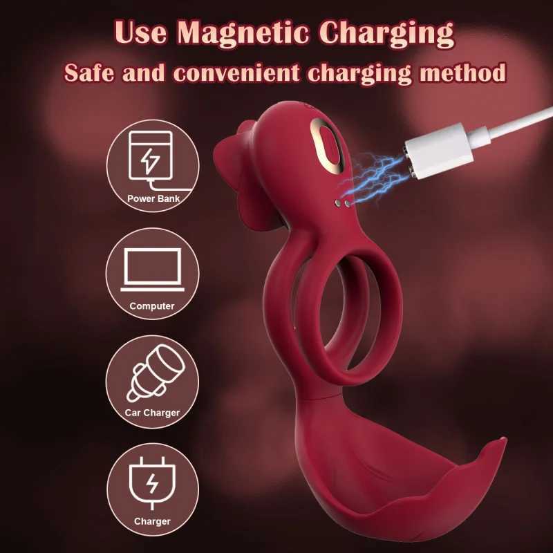 Adult Sex Toys Delay Ring for Men and Women Couples Delay Ring Resonance Rose Flower Locking Ring Vibrating DeviceXJ250311