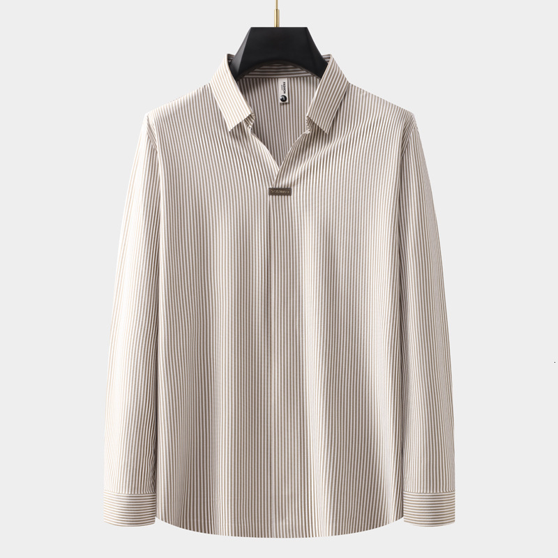 Long sleeved polo shirt for men autumn and winter new item, collar with a sense of luxury, striped elastic t-shirt, men's fashion tracksuit