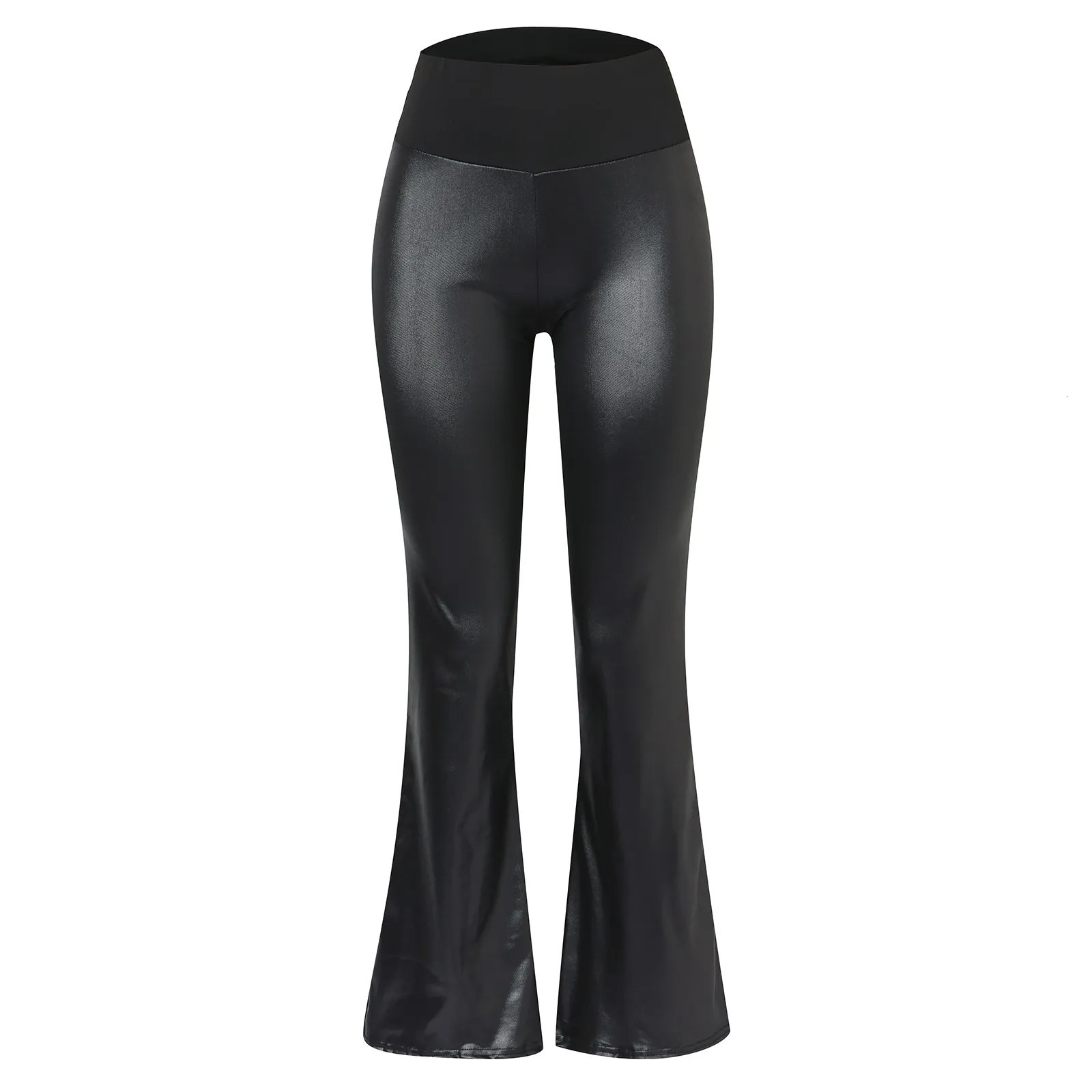 Top Sell Wide Pants For Women Stitching Leather Bell Bottoms Elastic Leather Pants Cargo Pants For Women Plus Size 250305