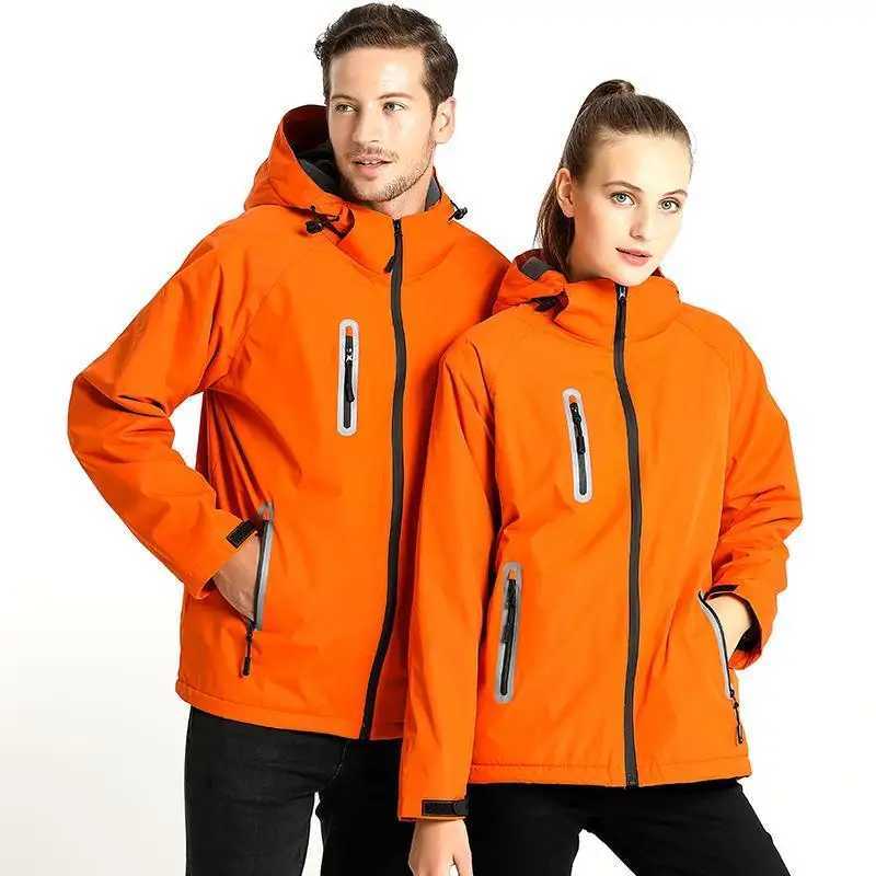 New outdoor jacket two-piece set reflective and cold-proof overalls custom tooling windproof waterproof and warm thickenedT250311