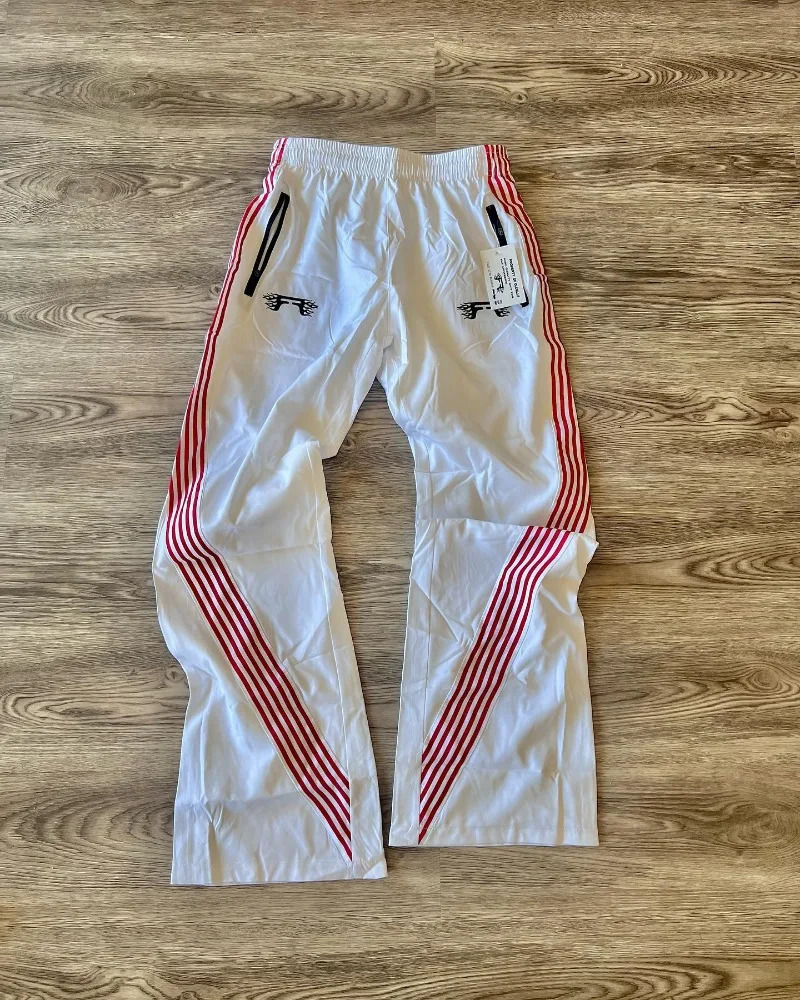 American retro trend striped stretch waist womens nine point pants Y2K Harajuku fashion loose casual couple sports wide leg 250310