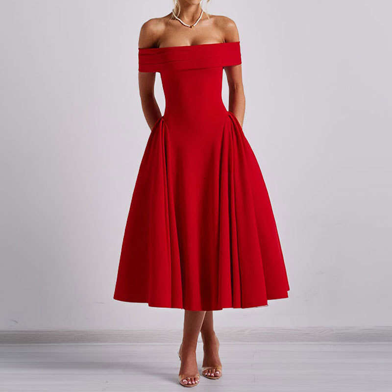 2025 Spring New Women's With Elegant Skincare And One Shoulder Dress Style KLMY