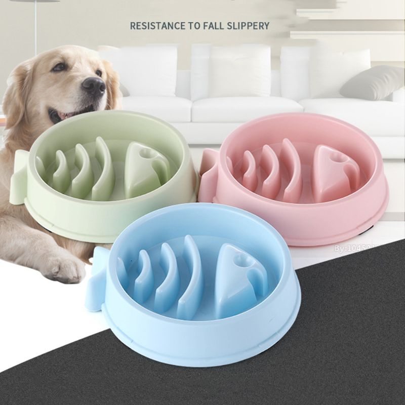 wholesale new Pet Slow Eating Feeder Fish Shape Dog Bowl Bloat Stop Healthy Food Plate Dishes