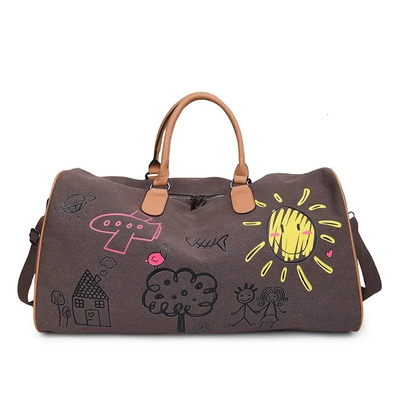 selling canvas zipper travel bag patch work large capacity casual cute shoulder soft Versatile Trendy 250311