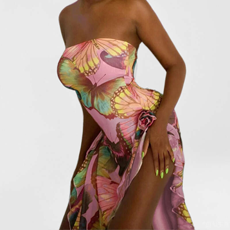 2025 Spring New Women's Clothing Elegant Skincare One Shoulder Irregular Dress KLMY