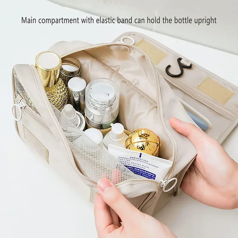 Travel Makeup Bag Waterproof Toiletries Organizer High Quality Women Neceser Bathroom Hook Wash Pouch Storage 250311