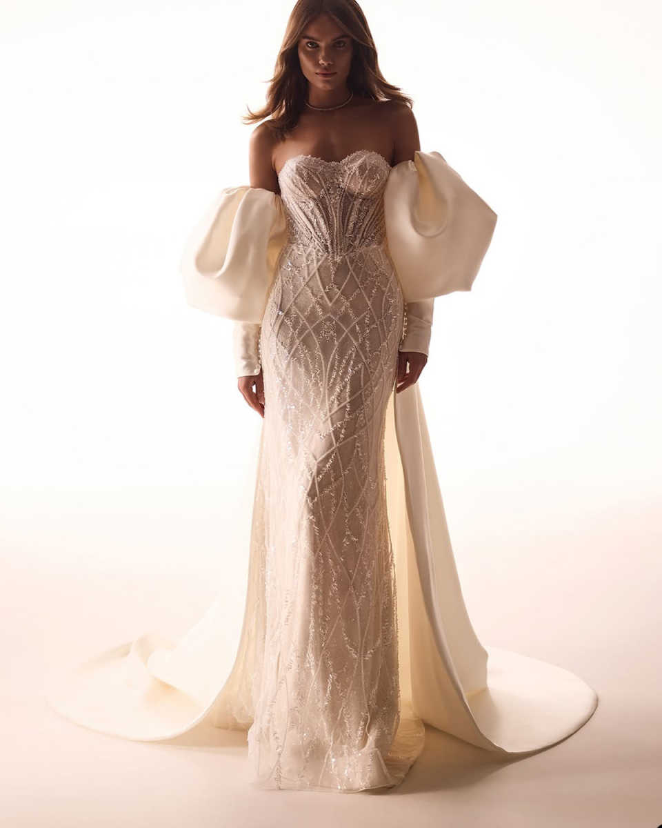 Elegant Mermaid Wedding Dress Sweetheart Neck Wrap Bridal Gowns Beaded Sequins Sweep Train Dresses Custom Made vestidos de novia