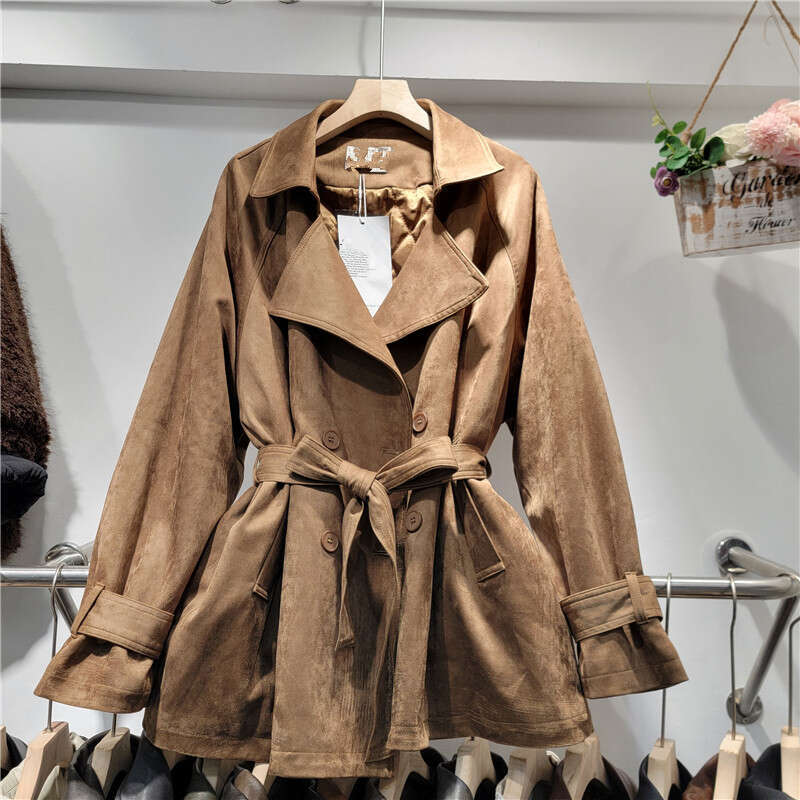 Deer Fur Thick Coat For Women, Autumn/Winter 2024 New Item, Double Breasted Loose Lace Up, Small And Versatile Design Trend