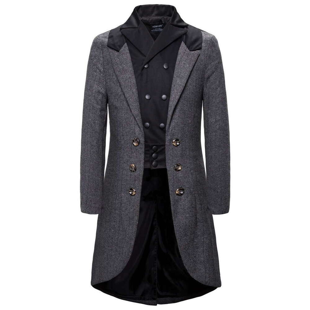 New Men's Woolen Coat For Autumn And Winter, Medium To Long Windbreaker Yf19