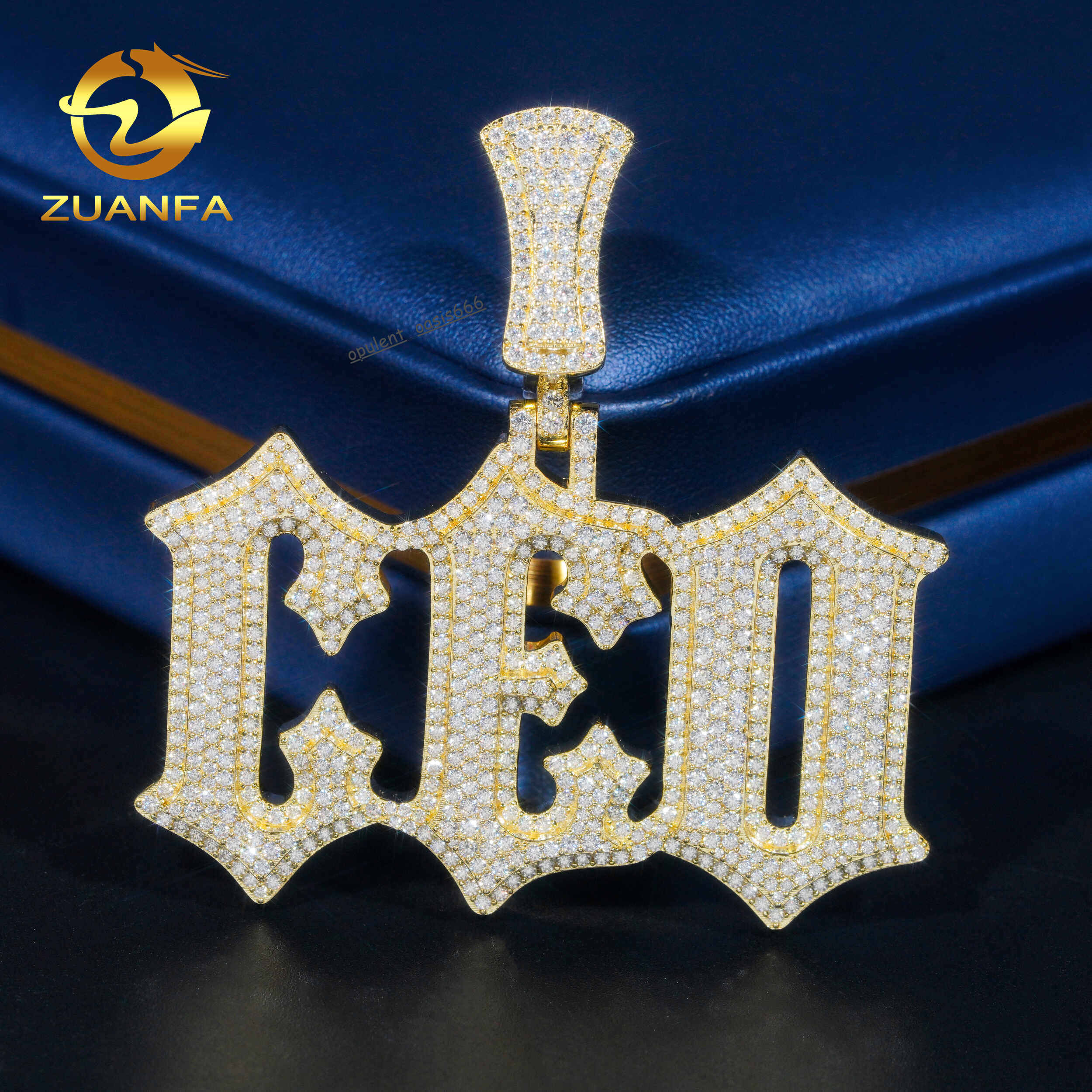 Zuanfa Jewelry Solid Silver Hip Hop Iced Out VVS Moissanite Diamond Letter CEO Pedant Custom Pendant Fine Jewelry