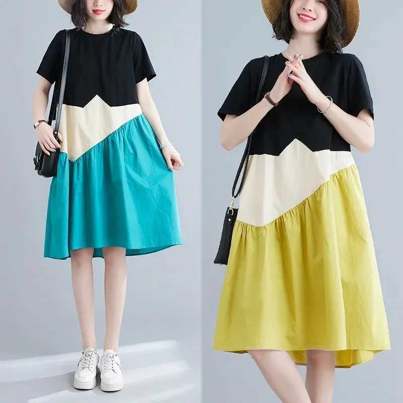 Maternity Dresses Women Cotton Short Sleeve Patchwork Summer Dress Elegant Pregnant Mother Clothing Fashion Designer CostumesT250311