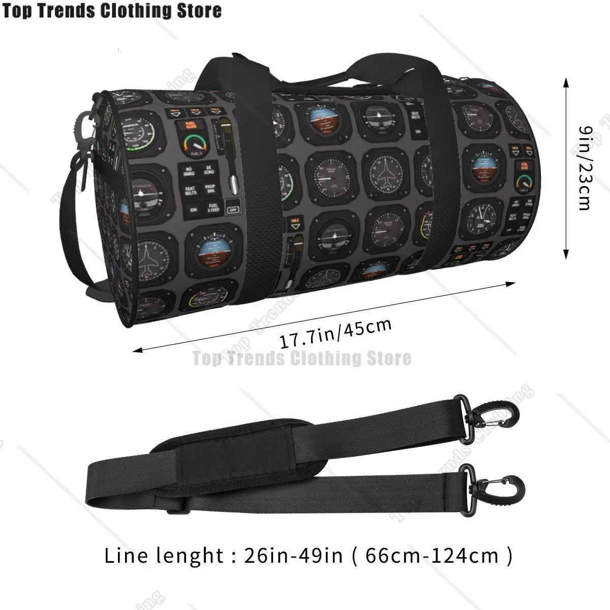 Pilot Flight Instruments Travel Bags Men Fitness Handbag Cylinder Shoulder Bag Women Large Tote Luggage Gym Handbags 250311