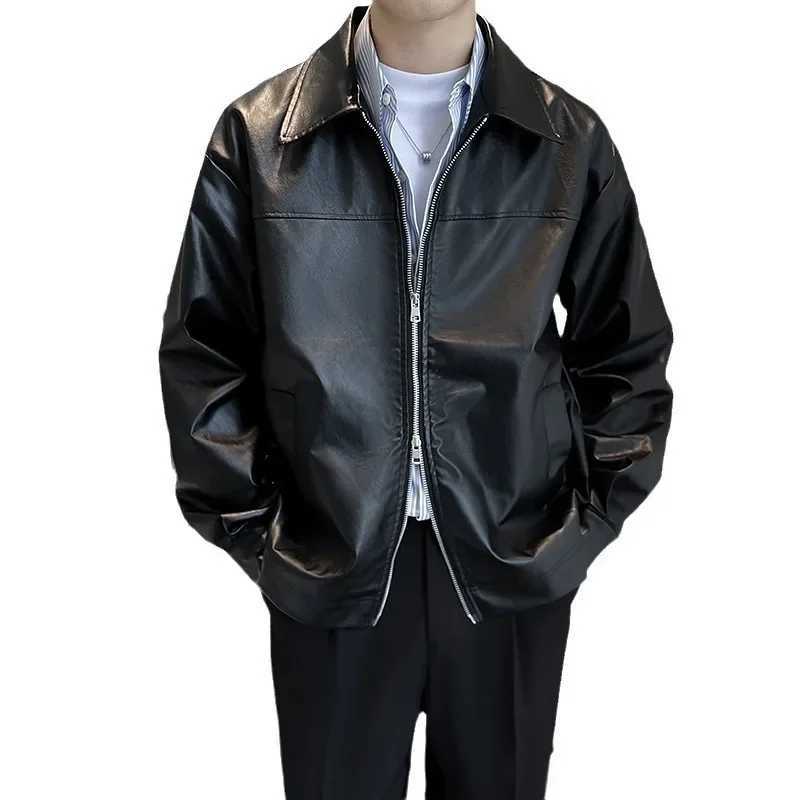 American Style Street New Mens Jacket Spring Autumn Biker Leather Jacket Loose-Fit Lapel Trendy Brand Casual JacketT250311