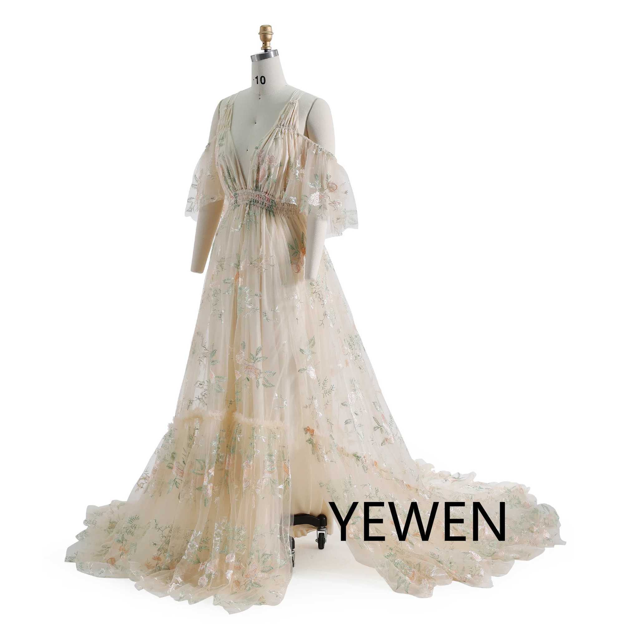 Boho Chic Elegance Embroidery Lace Tulle Maternity Photoshoot Dress Maternity Dress YW231158 X250224