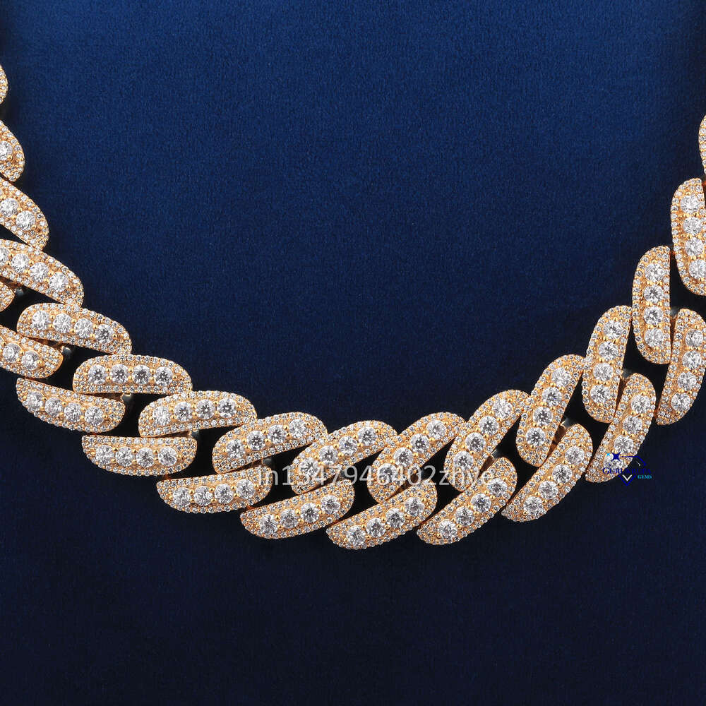 Modern Accessories Sterg Sier Round Cut Moissanite Dia 20 MM Cuban Chain Fully Iced Out Necklaces for Unisex