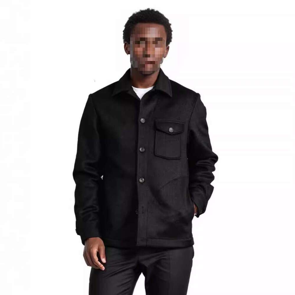 2024 Autumn/Winter New Men's Multi Pocket Single Breasted Solid Color Woolen Coat