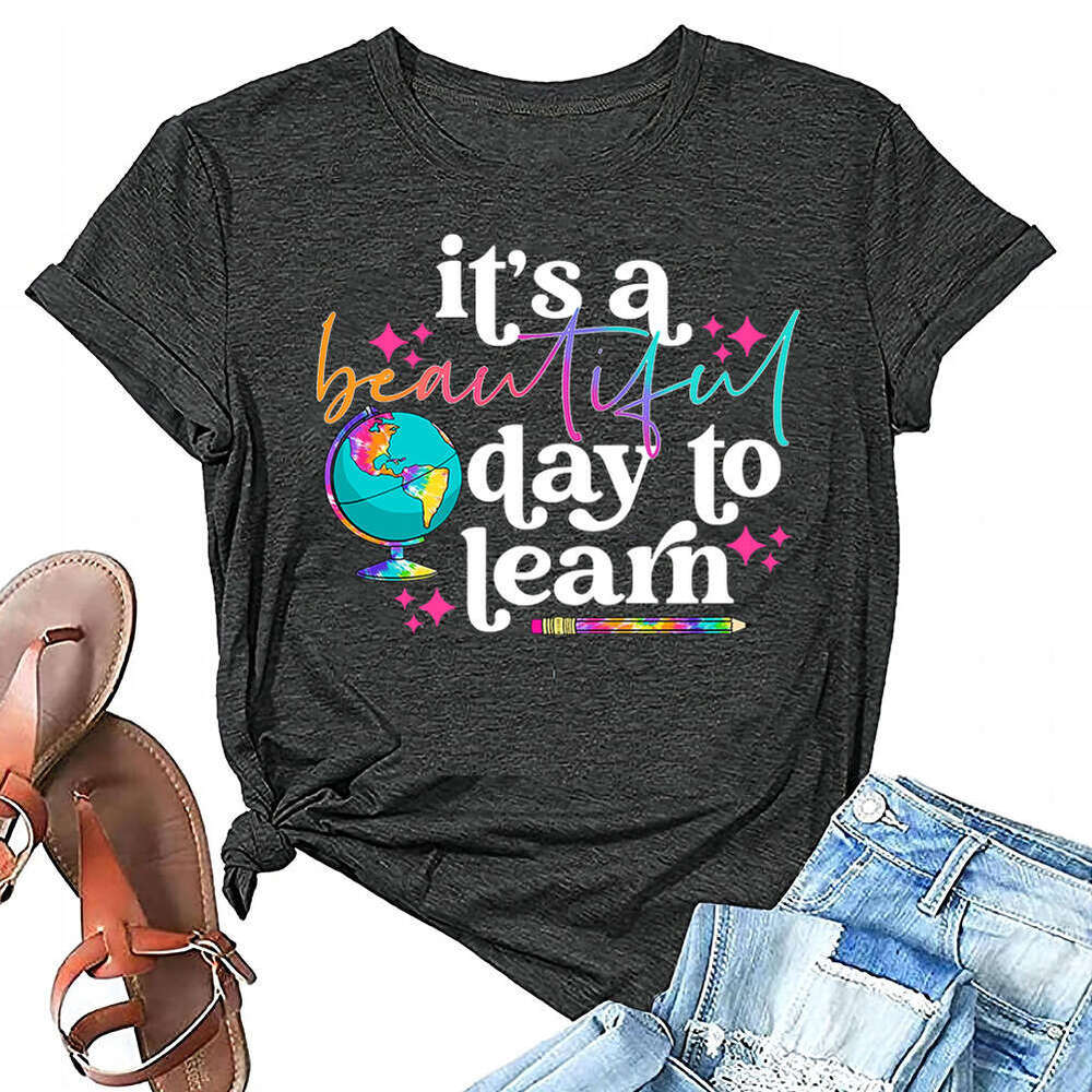 New it is Beautiful Day printed women's t-shirt with versatile temperament for 2025, new trendy clothing ins