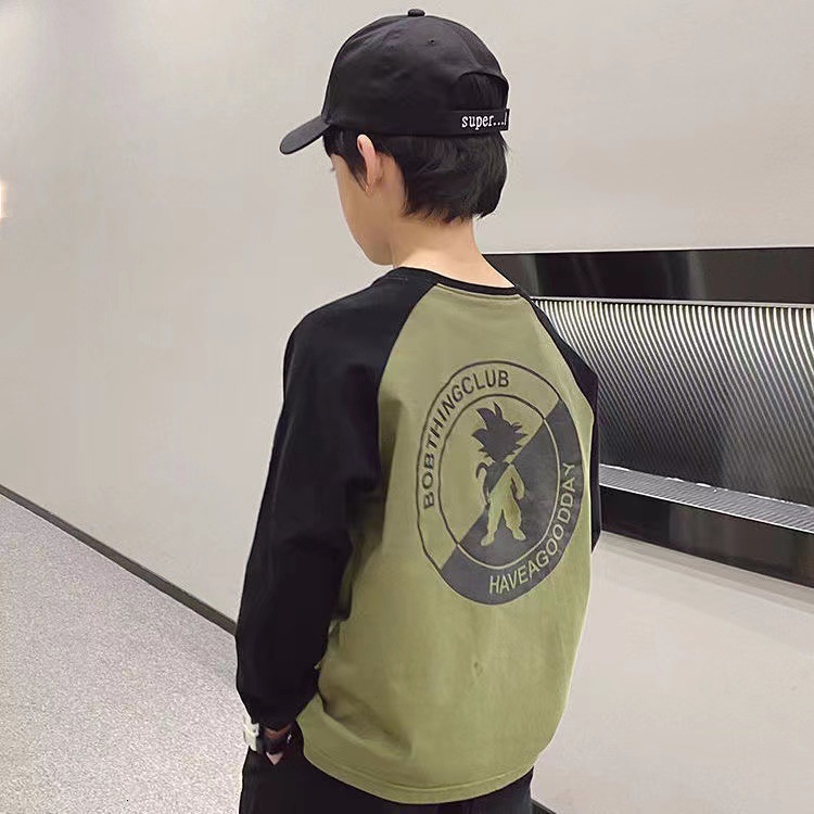 Ddmyshoesvip Boys Long Sleeved Autumn New Clothing Korean Version Chinese Children S Anime Printed Raglan T Shirt With A Trendy Base