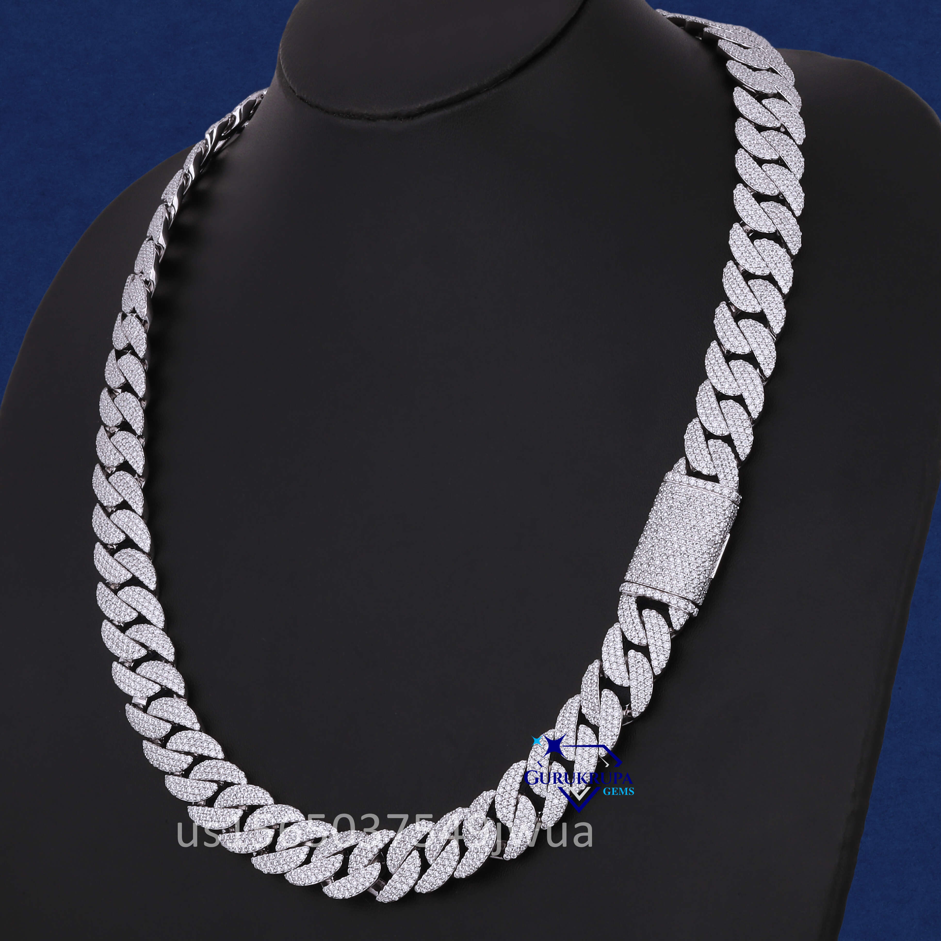 High Quality 22mm Iced Out Miami Bg 14k Solid White Gold Custom Necklace Moissanite Dia Cuban k Chain