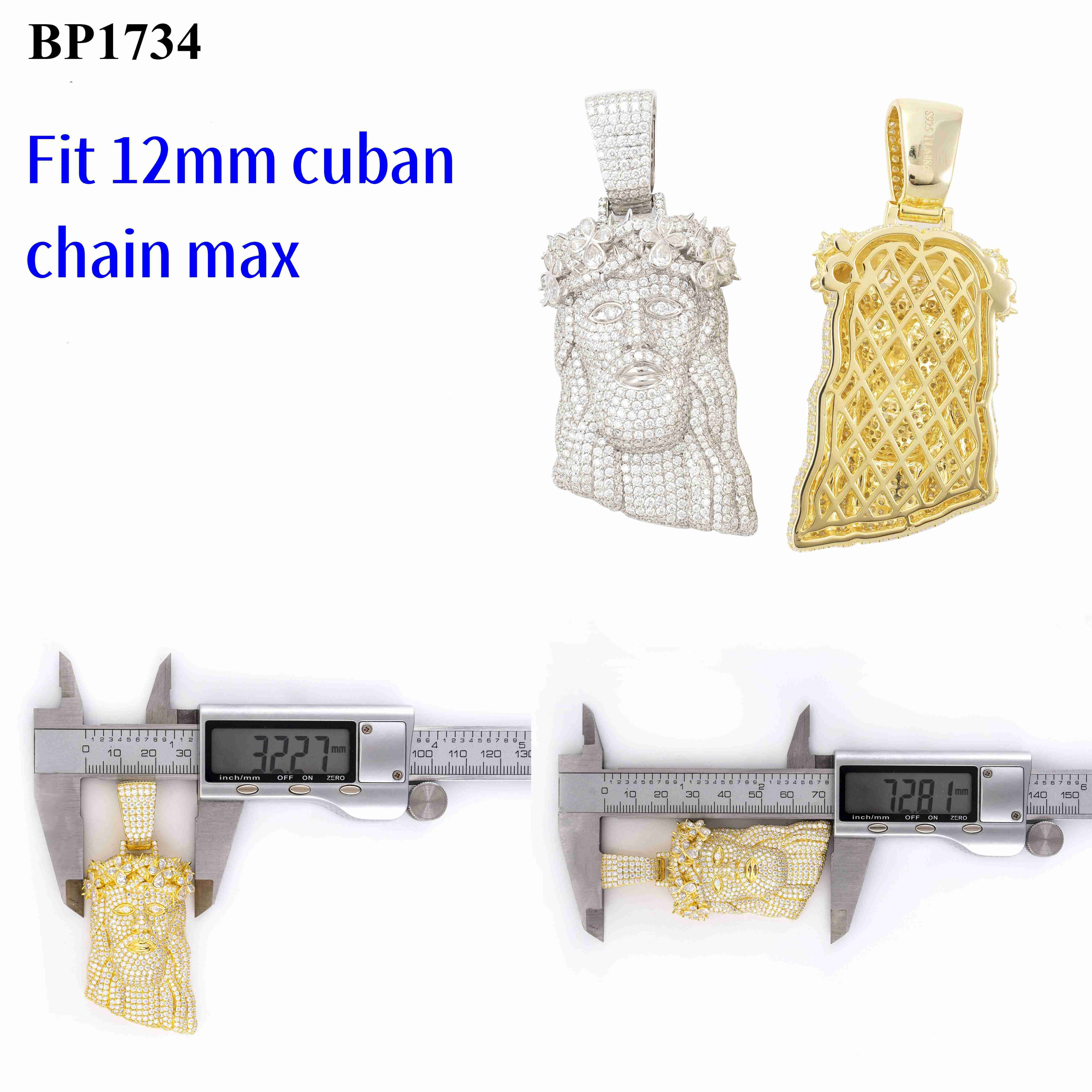 Ready to Ship Iced Out Jesus Head Pendant Moissanite Diamond 925 Silver Hip Hop Pendant for Tennis Chain Cuban Link Chain
