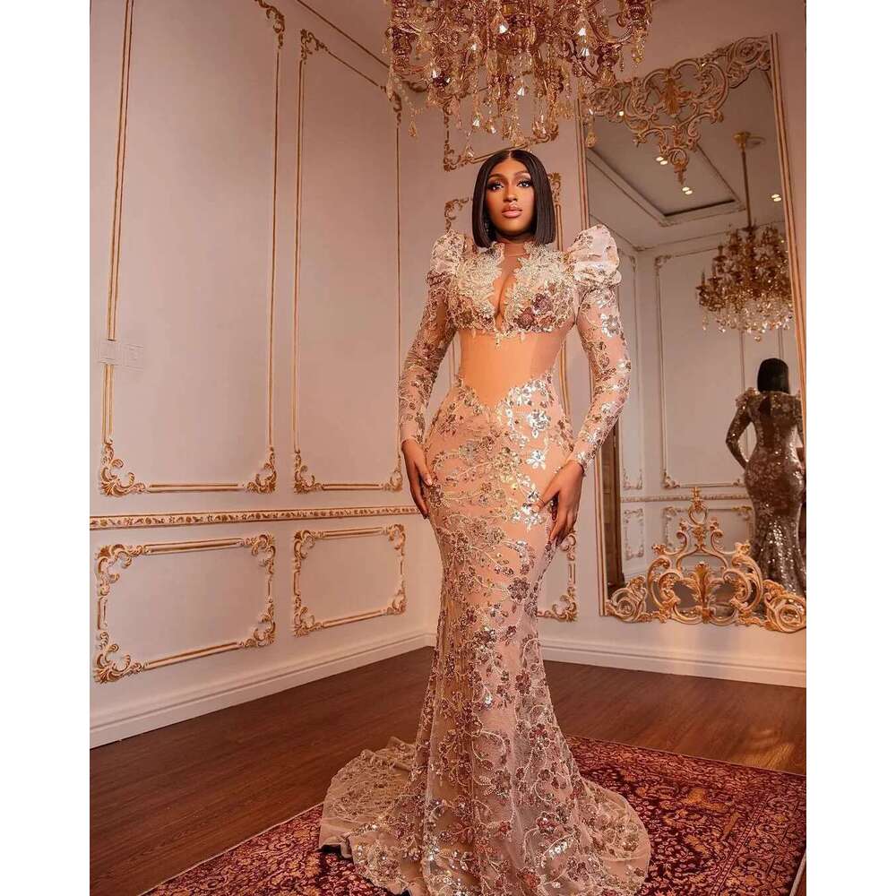 urious Arabic Aso Ebi Mermaid Gold Prom Dresses Beaded Crystals Formal Evening Party Birthday Gowns Customized