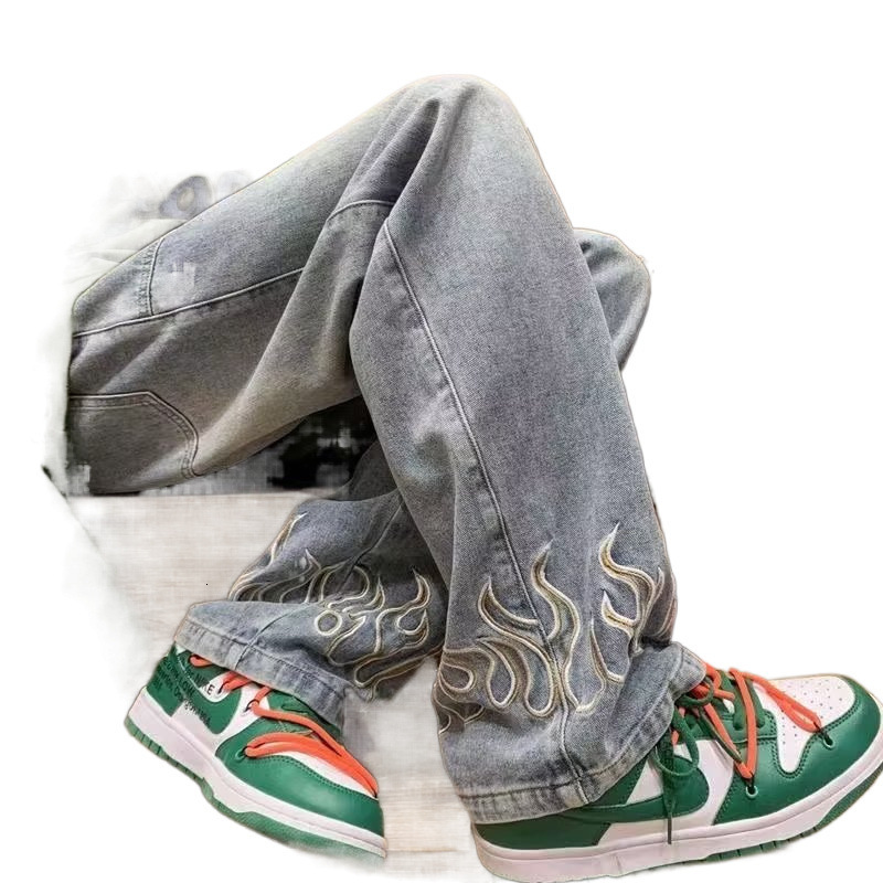 2025 Men s Summer New Micro Elastic Loose Straight Zipper Mid Waist Fashion Designer Youth Trendy Washed Jeans Outdoor Casual Sports Skateboarding Pan
