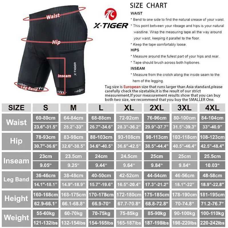 X-TIGER Men Cycling Shorts with Pocket 5D Gel Padded Bike Shorts for Men Mountain Road Biking Riding Half Pants TightsXJ250311