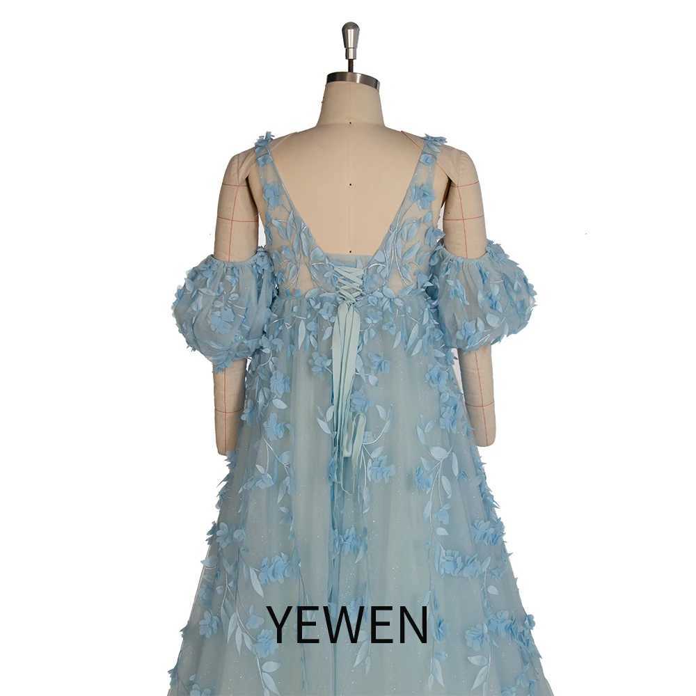Elegant sparkling mesh floral dress for pregnant women baby shower blue dress for pregnant women YW243138 X250224