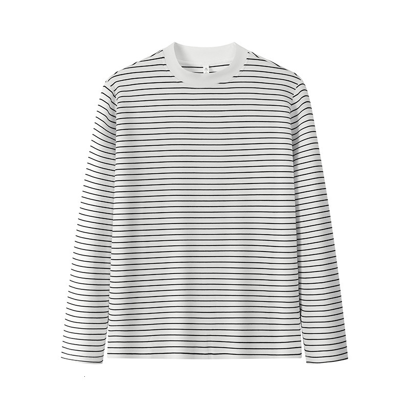 polo Striped long sleeved T-shirt business leisure Korean version autumn and winter interior matching base shirt for youth men's top
