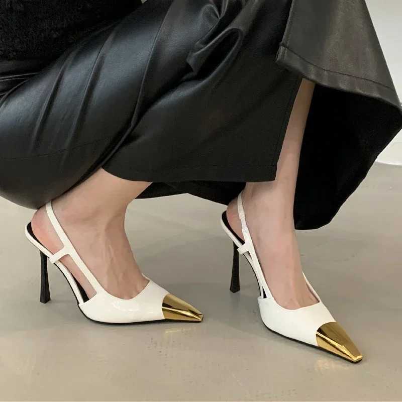 Sexy Metal Square Toe Patent Leather Thin High H Fashion hot Brand Sandals Fem Designer Party Banquet Shoes Wen Pumps Z250311
