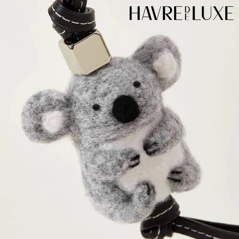 Handmade sheepskin Rope Bag Charm Felt Animal Pendants Cute Car Key Chain DIY Decorative Otter Sea Lion Panda 250311