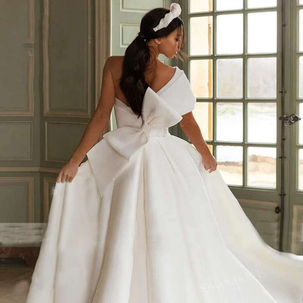 New Fashion Plus Size Dresses One Shoulder High Split Appliques Lace Bridal Gowns Sweep Train Organza Wedding Dress Vestidos S